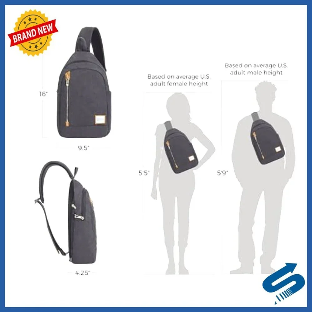 Anti-Theft Sling Bag with RFID Protection, Adjustable Strap, 7.5L Capacity